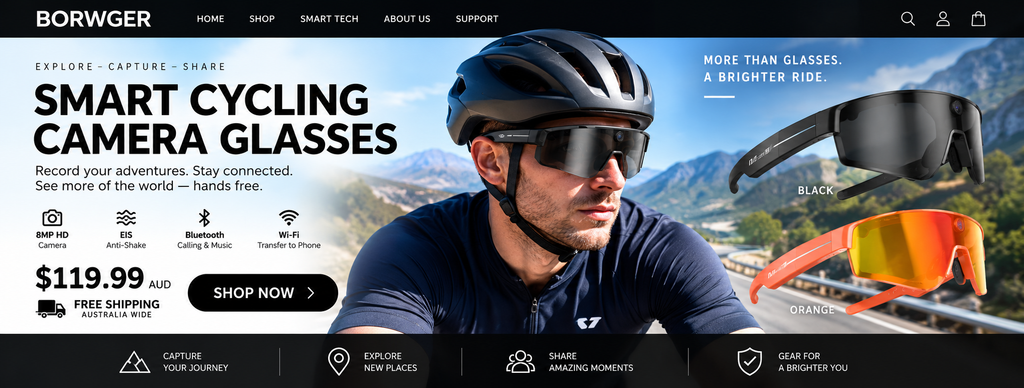 Smart Cycling Camera Glasses – Photo, Video & Bluetooth