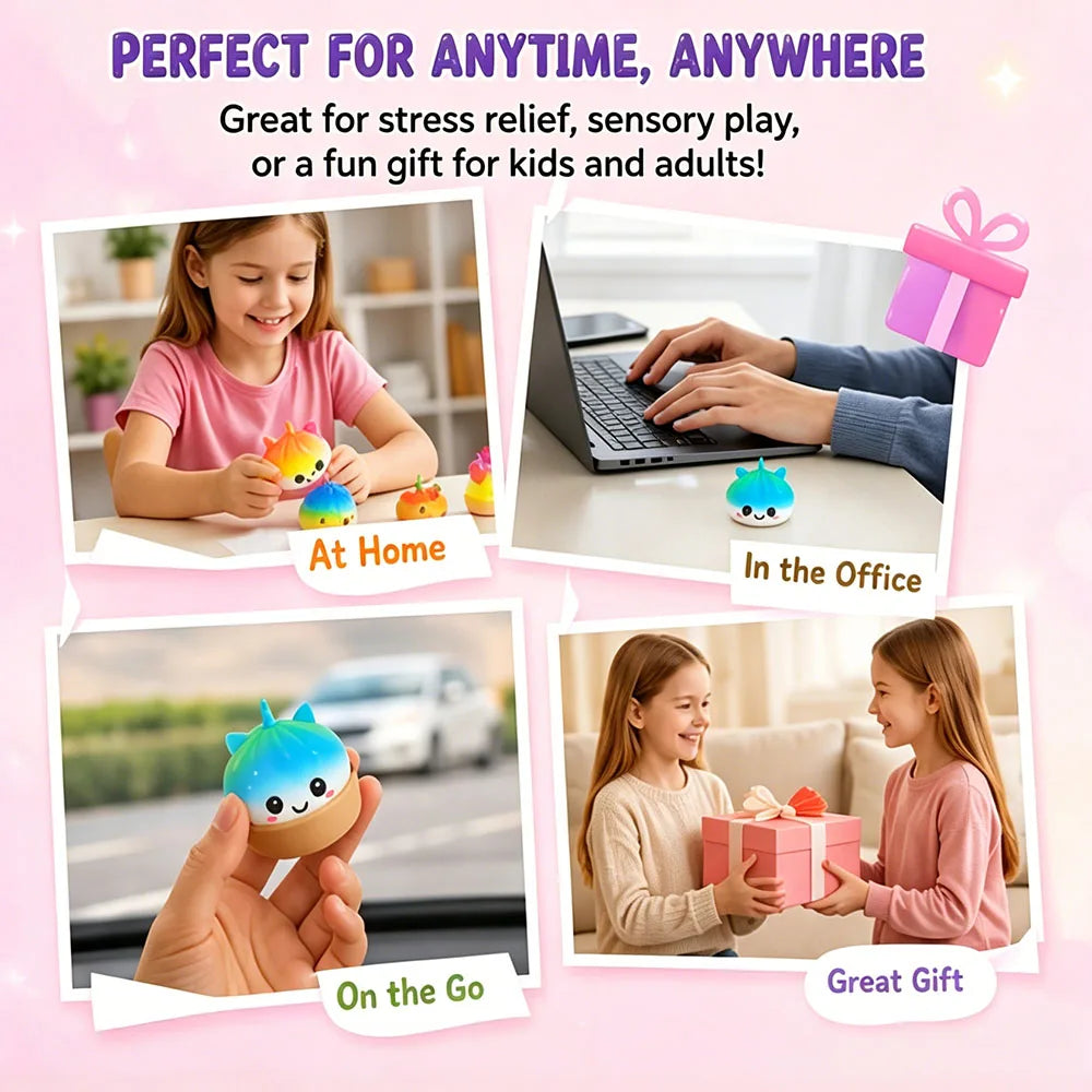 Rainbow Unicorn Dumpling Squishy Toy – Random Colour