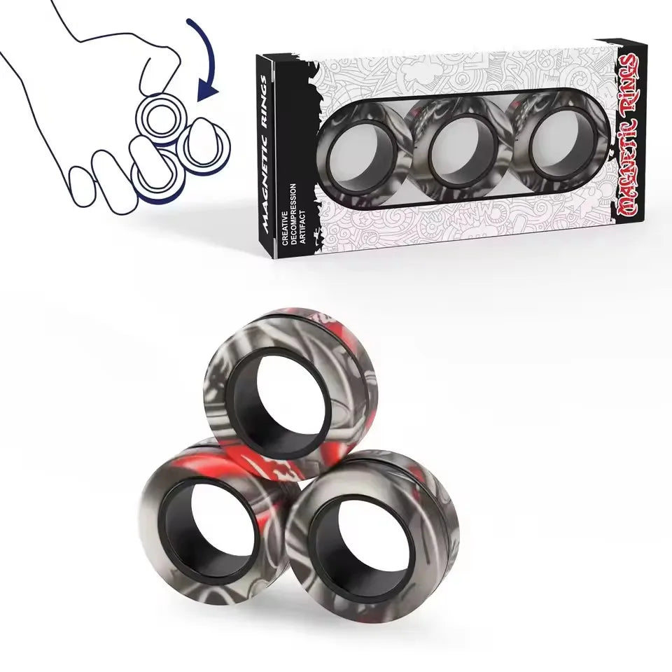 3Pcs Fidget Spinner Magnetic Ring Toy