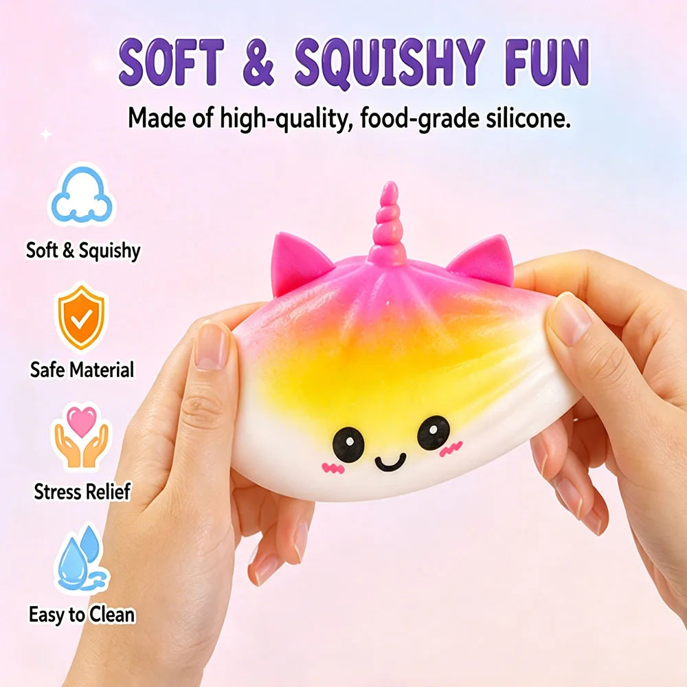 Rainbow Unicorn Dumpling Squishy Toy – Random Colour