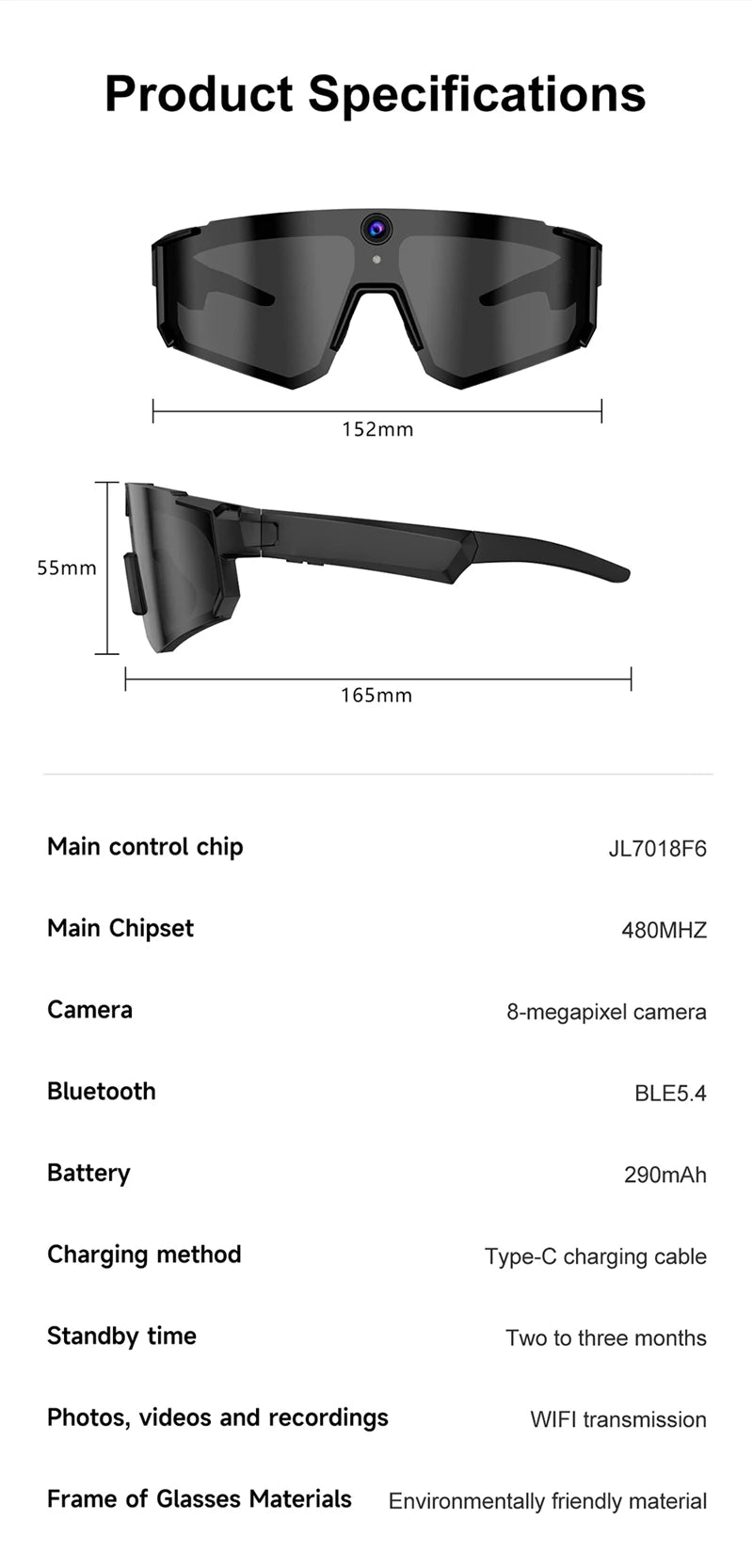 Smart Cycling Camera Glasses – Photo, Video & Bluetooth