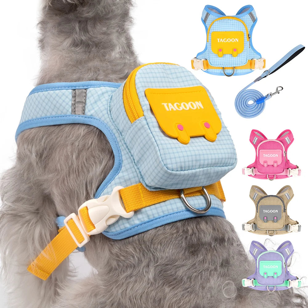 Borwger Reflective Dog Backpack Harness – Optional Leash Set