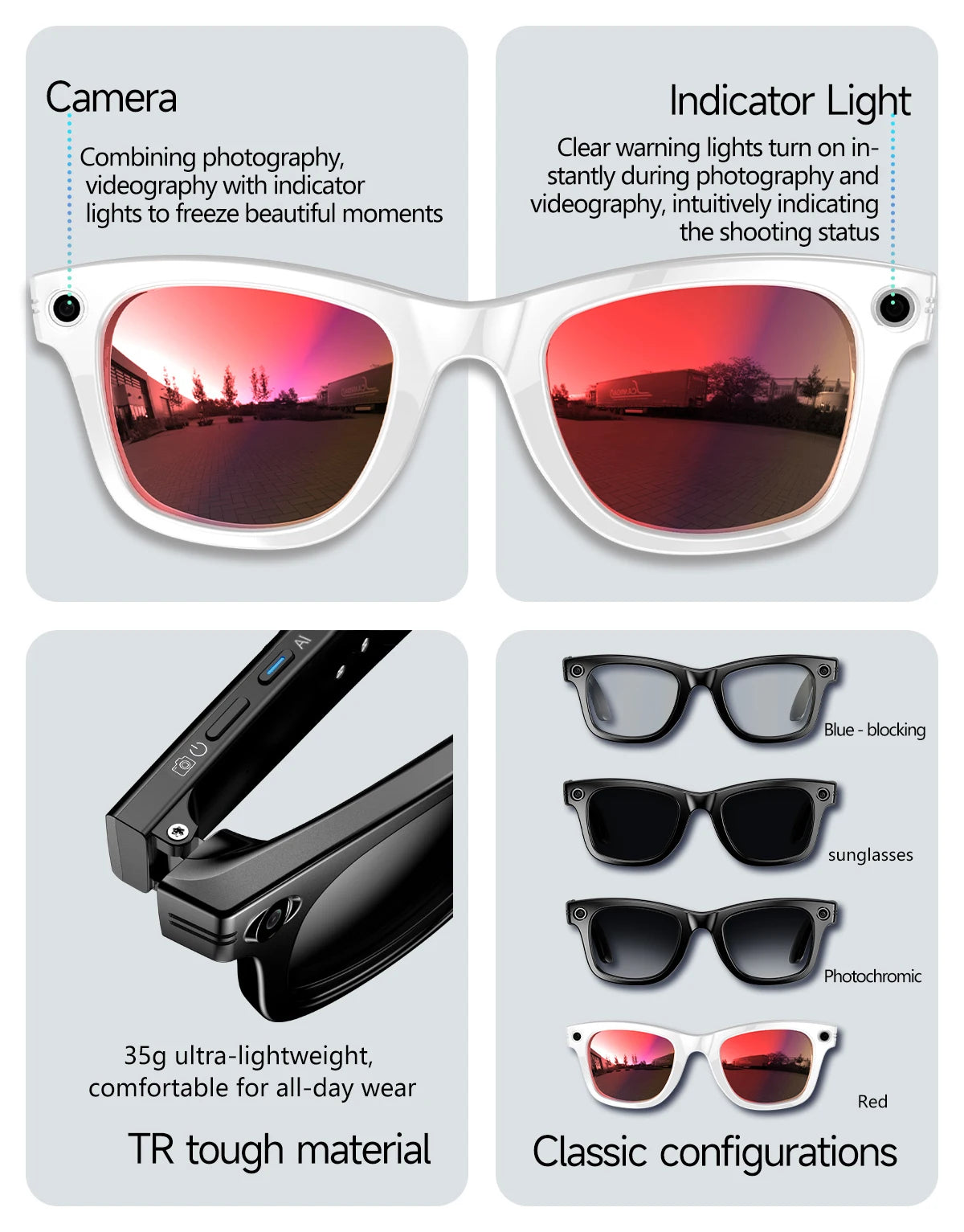 Borwger Smart Camera Glasses – HD Video & Photo
