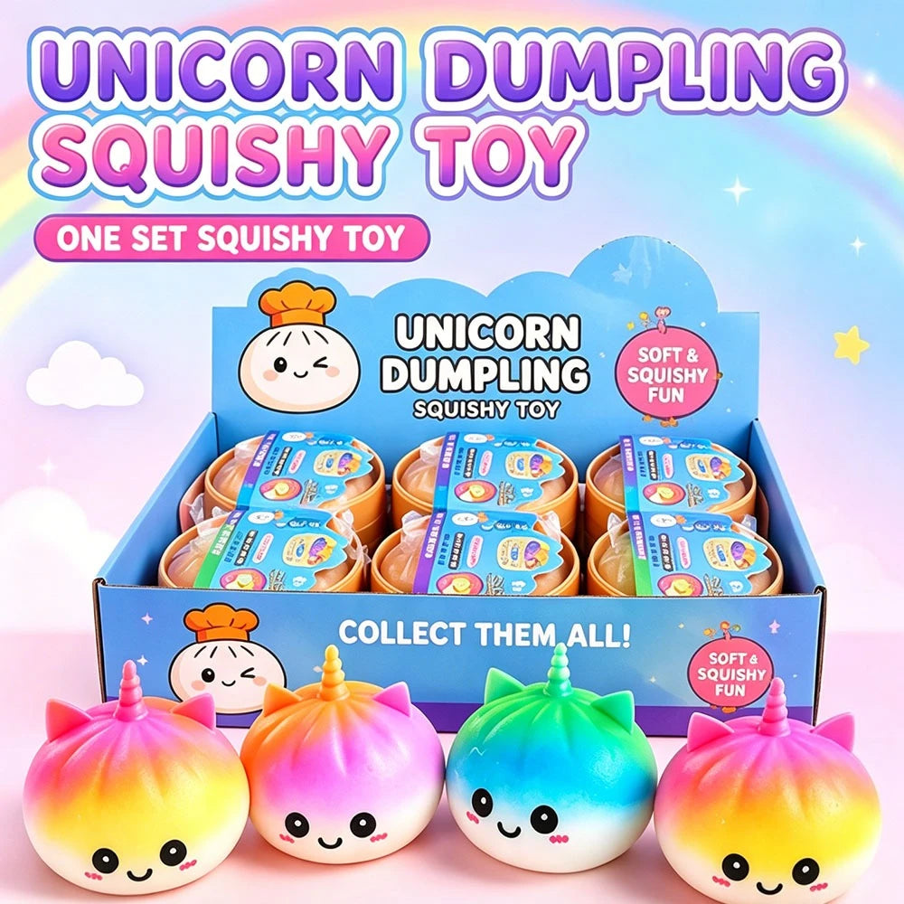 Rainbow Unicorn Dumpling Squishy Toy – Random Colour