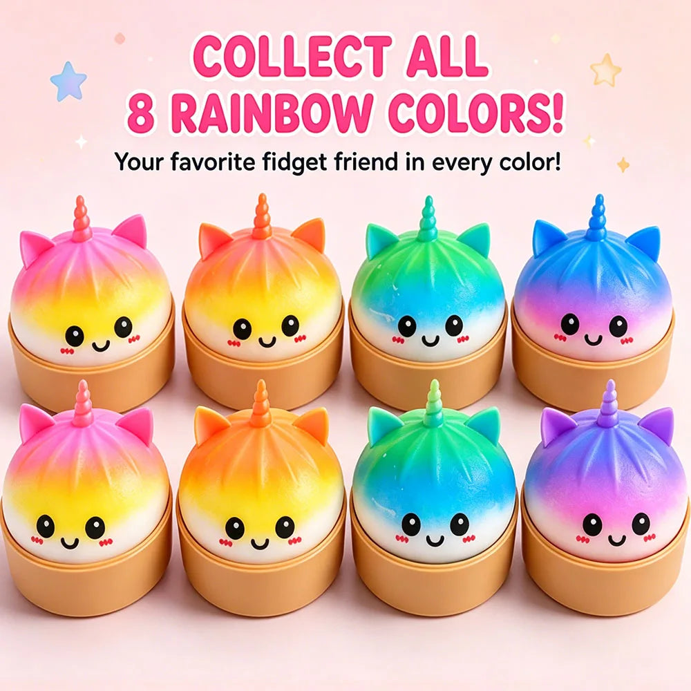 Rainbow Unicorn Dumpling Squishy Toy – Random Colour