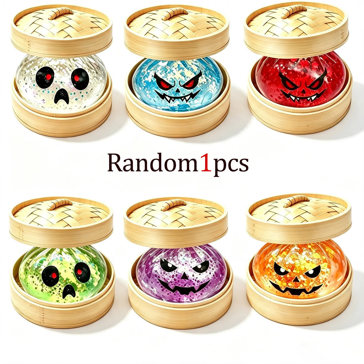Halloween Glitter Dumpling Squishy Toy – 5.5cm