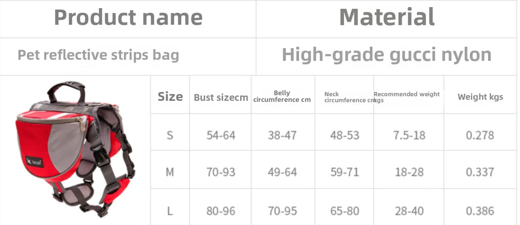 Borwger Outdoor Dog Saddle Backpack – Reflective Adventure Pack
