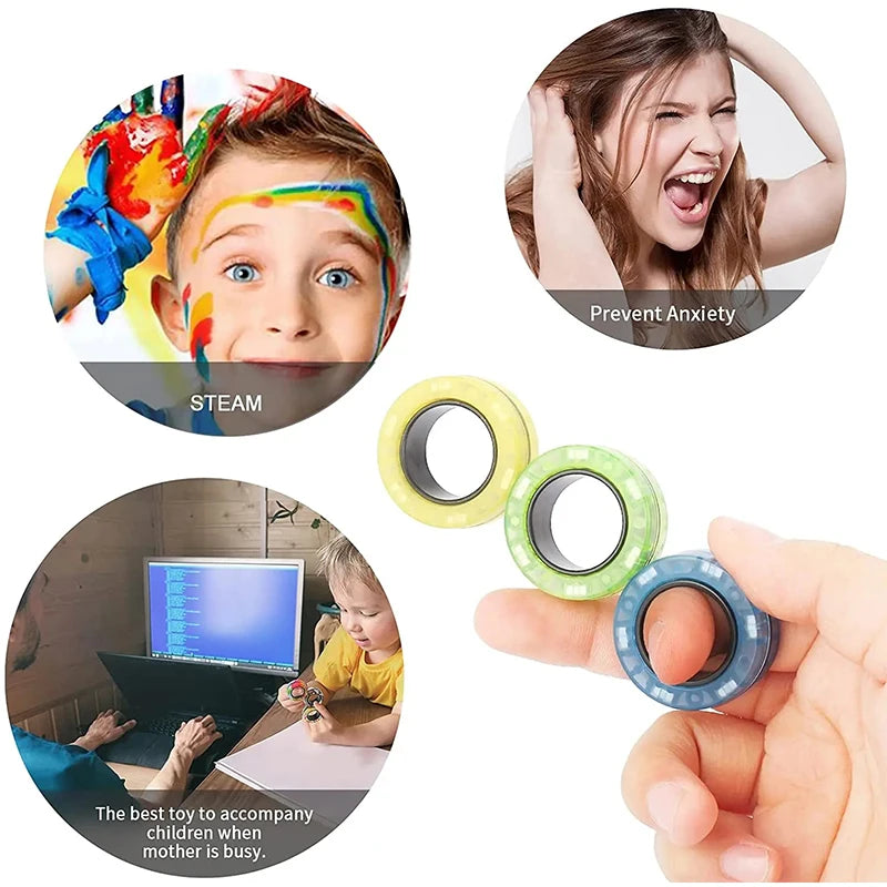 Magnetic Rings Fidget Toy Rainbow