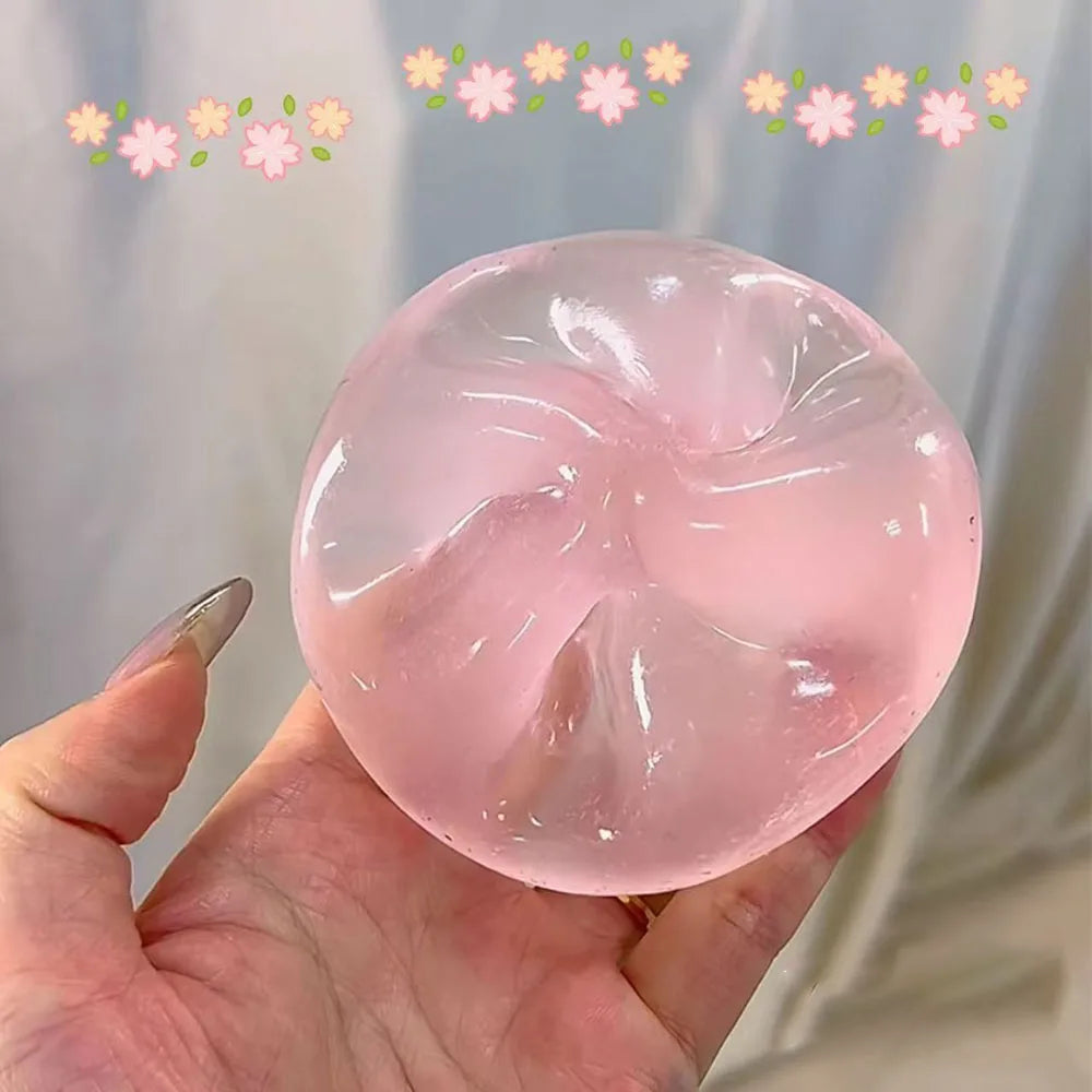 Transparent Mochi Squishy Ball – Soft Squeeze Fidget Toy