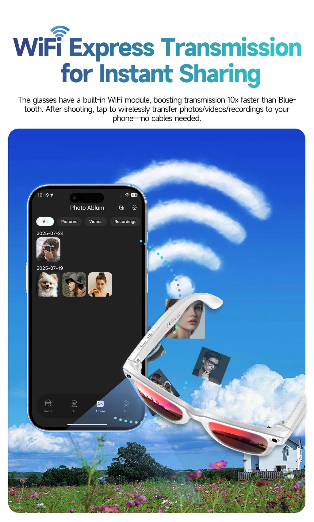 Borwger Smart Camera Glasses – HD Video & Photo