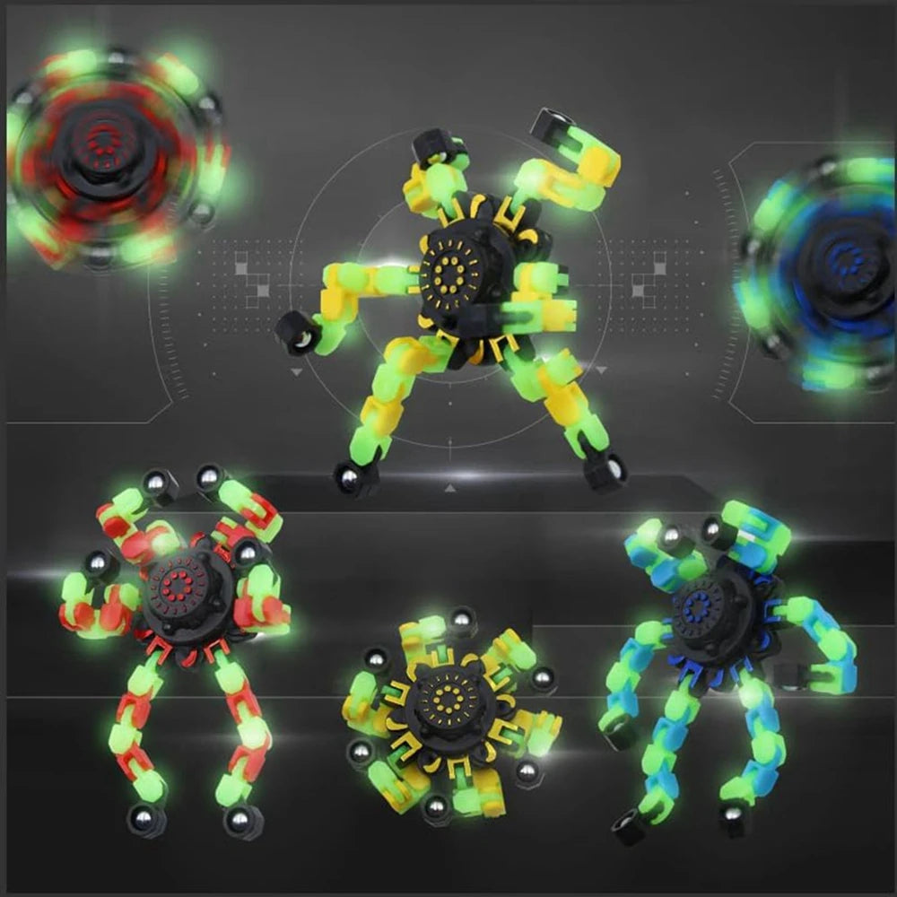 Borwger 4-Pack Glow-in-the-Dark Robot Fidget Spinners