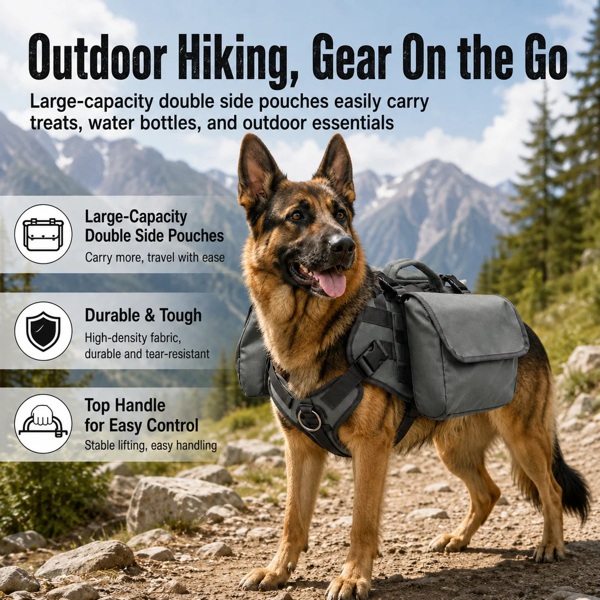 Borwger Tactical Dog Backpack Harness – Outdoor Adventure Pack