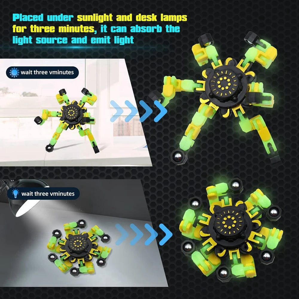 Borwger 4-Pack Glow-in-the-Dark Robot Fidget Spinners