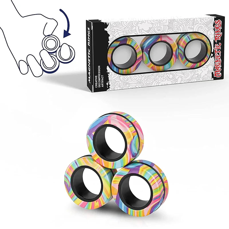 Magnetic Rings Fidget Toy Rainbow