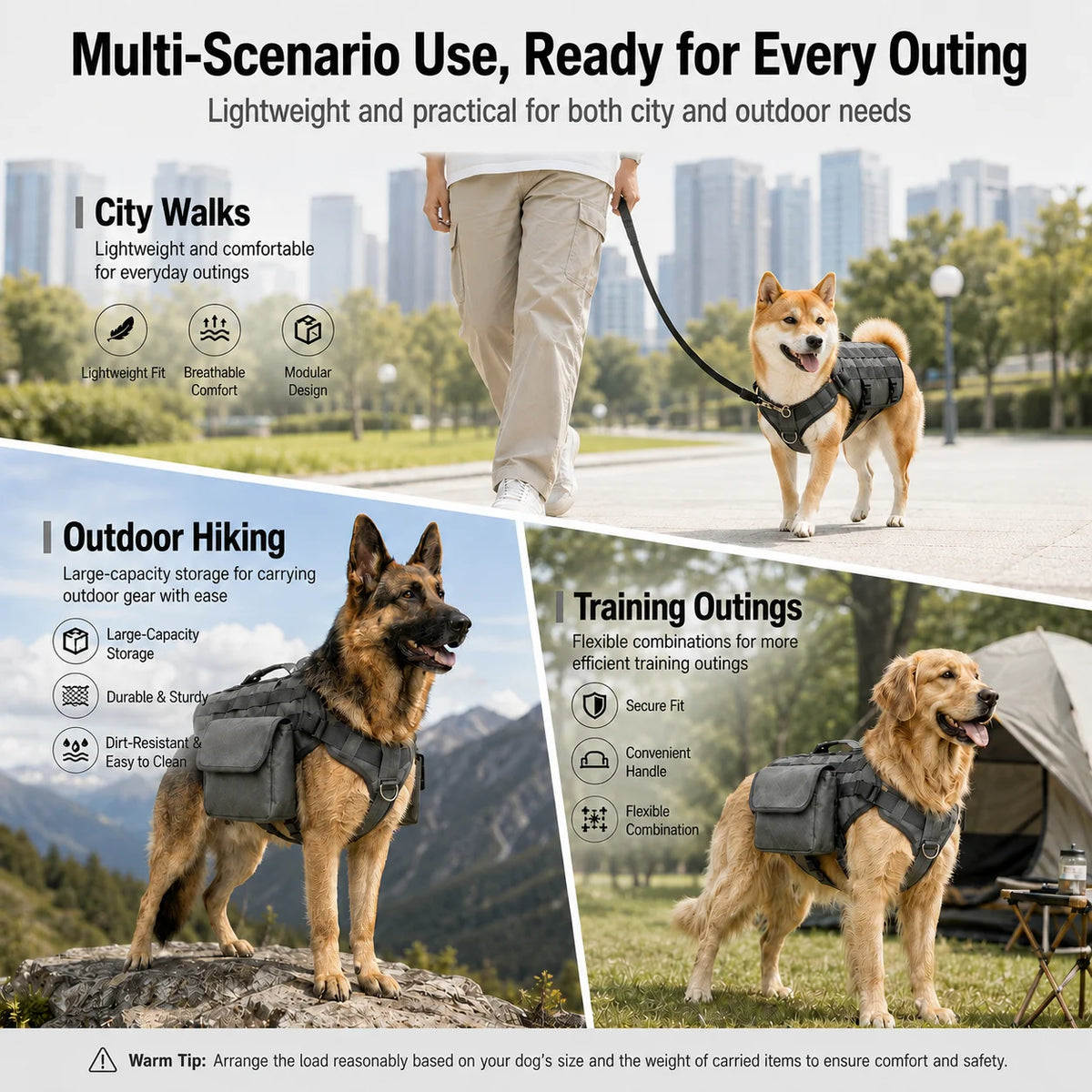 Borwger Tactical Dog Backpack Harness – Outdoor Adventure Pack