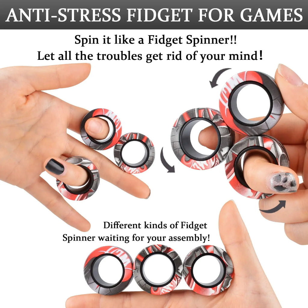 3Pcs Fidget Spinner Magnetic Ring Toy